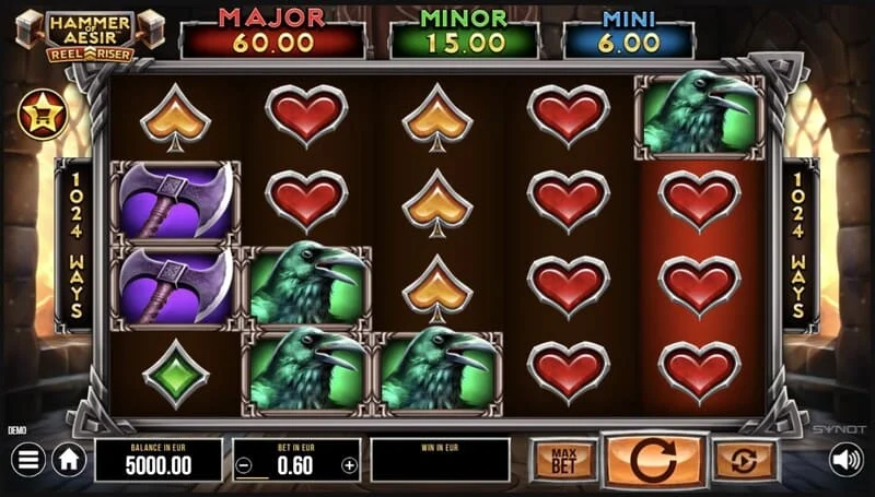 Hammer of Aesir - pantalla del juego con los carretes